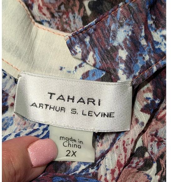Tahari ASL Sheer Lightweight Ruffled Top Sleeveless Floral Blouse Plus Size 2X - Picture 5 of 11
